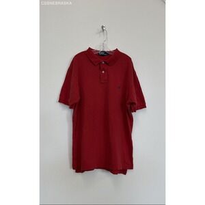 Polo Ralph Red Mens Short Sleeve Pique Polo Shirt - Size L